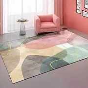 Rugs Living Room Large,Washable Abstract Green Yellow Bedroom Floor Carpet,Indoor Non-Slip Accent Rug Home Office Floor Carpet, 160 X 230 cm