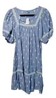 Womens Old Navy Sz S Peasant Cottagecore Prairie Smocked Midi Dress Embroidered