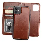 Bocasal iPhone 11 Wallet Case with Card Holder PU Leather Magnetic Brown