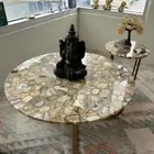 Round Agate Coffee Center Table Top/ Natural Agate Dining Table / Stone Side Top