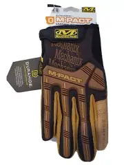 MECHANIX WEAR GLOVES M-PACT LEATHER Small TAN/BLACK