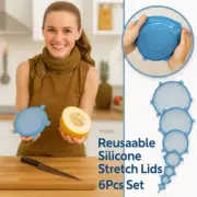 Set de Cubiertas Reutilizables Sellado 6 Pcs ajustables para tazones y platos