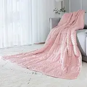 [ALANSMA] Weighted Blanket for Adult Minky Velvet Warm Luxury Designer Blanket | Enjoy Quality Sleep Anywhere (Pink, 36''x48'' 5lbs)