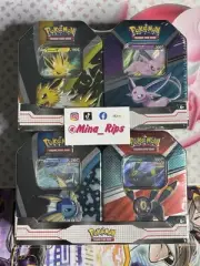 Pokemon Eevee Evolutions Vaporeon & Umbreon Espeon & Jolteon Tin Bundle Set
