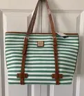 NWT Dooney & Bourke Seafoam Green Stripes Leather Totebag