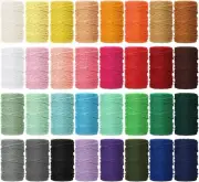 Macrame Craft Cord - 32 Rolls of 3mm Colorful Cotton Twine for All Projects