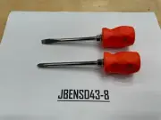 Snap-on Tools NEW 2pc ORANGE Hard Stubby Handle Standard Shaft Screwdriver Set