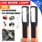 2x Bright LED Work Light Inspection Light Flashlight Rechargeable Magnetic Torch