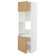 METOD hi cb f oven/micro w 2 drs/shelves, white/Voxtorp oak effect, 60x60x200 cm