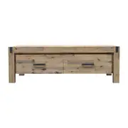 Coffee Table Solid Acacia Wood & Veneer 1 Drawers Storage Oak Colour