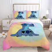 a1717 Stitch Bedding Duvet Cover, Anime Bedding Sets, 3D Printed Lightweight 3 Pieces Comforter Cover Sets with 1 Duvet Cover and 2 Pillow Pillowcases