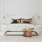 Nightstand 2 Pcs with Drawer White, Bedside Tables for Bedroom, Table End Side Stand, Shelf Storage, Modern Night, Room Furniture
