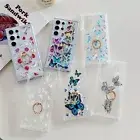 For Samsung Galaxy A15 A14 A54 A53 Clear Case with Butterfly Pattern Ring Stand