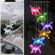 Dog Wind Chimes, Ousenone Solar Wind Chimes Color Changing Outdoor Unique Bir...