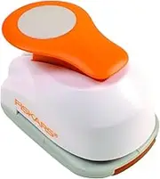 Fiskars Motive Lever Punch, Circle, Diameter 2.5 cm, for Left and Right Handers, Steel/Plastic, White/Orange, Lever Punch, M, 1004748