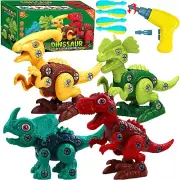 4 Pack Dinosaur Toys for Kids Take Apart Dinosaur Toys with Electric Drill & 4 H