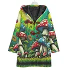 Psychedelic Mushroom Cotton Unisex Hooded Jacket Festival Cloak Trippy Coat