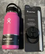 Hydro Flask Carnation 32oz Wide Mouth Stainless Bottle And Extra Flex Straw Cap