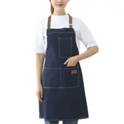 Denim Apron with 3 Pockets Unisex Jean Apron Adjustable Bib Apron for Work Kitchen Cooking
