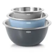 NEW OXO GOOD GRIPS 3 PIECE STAINLESS STEEL MIXING BOWL SET Cake Batter Mix