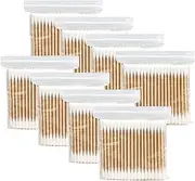 800 Chlorine-Free Wooden Cotton Swabs for Makeup, Daily Cleaning, Pet Care - Double Thick Rounds