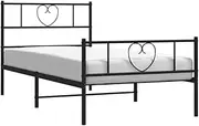 vidaXL Robust Metal Bed Frame with Headboard and Footboard, Extra Metal Slats Support Center Legs, Additional Storage Space, Suitable for 107x203 cm Mattress, Modern Bedroom Furniture - Black