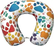 SKKNT Paw Prints Art 1 Print Lightweight Travel Neck Pillow U-Shaped Memory Foam Head Neck for Airplanes