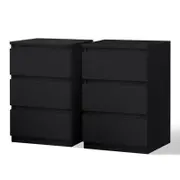 ALFORDSON Set of 2 Bedside Table Nightstand 3 Drawers Side End Table Black
