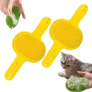 Silicone Grooming Strap Pad for Cats, Silicone Grooming Strap Pad – 2-in-1 Self-Groomer, Adjustable Cat Self Grooming Tool for Climbing Frames Table (yellow)