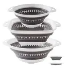 3 Pcs Collapsible Colander and Strainer,Silicone Strainer Colanders & Food St...