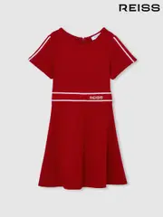 Reiss Red Lowri 13-14 yrs Interlock-Jersey Logo-Waistband Dress (AL7821) | $110