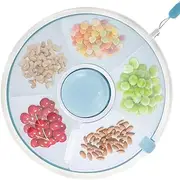 Kids Snack Spinner Toddler Spinner Snack Box with Hand Strap 18cm 5 Compartments Portable Snack Serving Tray Divided Kids Snack Container for Picnic Travel Candy Nut(Blue)