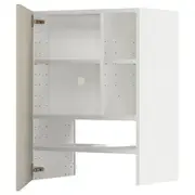 METOD wall cb f extr hood w shlf/door, white/Havstorp beige, 60x80 cm