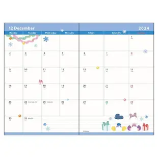【sun-star】2024 B7 月記事手帳 年曆 行事曆 迪士尼 綜合