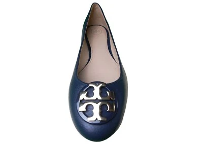 Tory Burch Tumbled Leather Claire Ballet Flat (8, Bright Navy)