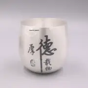 Solid S999 Fine Silver Drinking Cup Buddha Head Tea Coffee Master Cup 2.6in