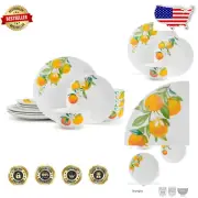 Sunny Style 12-Piece Orange Porcelain Dinnerware for Four - Microwave Safe