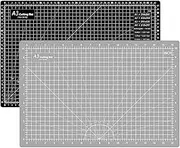 Headley Tools 18"x12" Thickened Self Healing Cutting Mat, A3 Rotary Cutting Sewing Mat for Crafts, Double Sided 5-Ply Table Cutting Board for Fabric Quilting Leather Hobby Project, Grey/Black