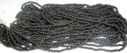 Vintage Long Hank Czech Glass Beads Semi Matte Black 11/0 Seed Beads Strung NOS