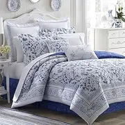 [Laura Ashley] Twin Duvet Cover Set, Reversible Cotton Bedding with Matching Sham, Home Decor for All Seasons (Charlotte Blue, Twin)