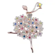 Elegant Resin Flower Ballet Girl Brooch Lapel Shawl Pin Shining Rhinestones Coat Cardigan Bag Badge Fashionable Accessories multicolor