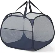 [Vekol] Thickened Laundry Basket Collapsible Laundry Hamper Large 90L Mesh Laundry Hamper Foldable Laundry Basket with Side Pocket for Laundry Room, Bathroom, Kids Room (Navy blue)