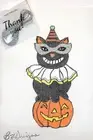 Needlepoint Canvas Hand Painted Halloween Cat on 18 mesh Zweigart Was $82