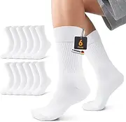 [Mowenti] 6P Socks Men Women Cotton Tennis Socks Crew Sports Socks Terry Long Men's Socks Breathable Running Socks