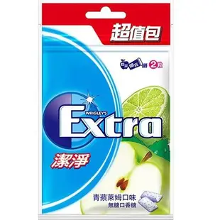 Extra潔淨無糖口香糖起值包-青蘋萊姆口味62g【兩入組】【愛買】