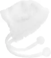 [WATIIFUFU] Dorable Fox Ears Beanie Hat Women's Faux Fur Hat Pom Pom Hat Brim for Women Girls White