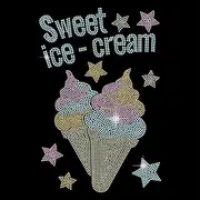SUPERDANT Sweet Ice Cream Iron on Rhinestones Transfer Stars Crystal Heat Transfer Stickers Iron on Decals Bling Rhinestone Patches for Girls T-Shirt Clothing Tote Bag DIY Art Craft Gifts