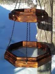 Double hanging octagon platform cedar wood bird / squirrel feeder, TBNUP #1DB