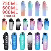 600Ml 750Ml 1000Ml Sports Water Bottle Gradient Motivational Time Marker Cup New