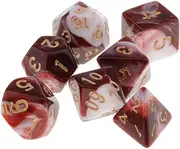 7 Pieces Multi-Sided Starry Sky Number Dice Board Game Party KTV for Board Game Dice Set D4 D6 D8 D10 D12 D20 (Color : Red White)